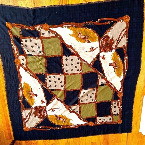 Women’s Large Scarf with Fringe Scene with Dog Quiet Luxury - Picture 1 of 2